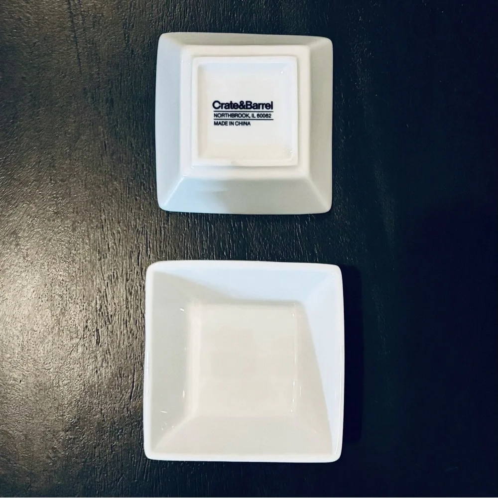 Crate & Barrel - White Square Ceramic Dip Bowls (Set of 4)